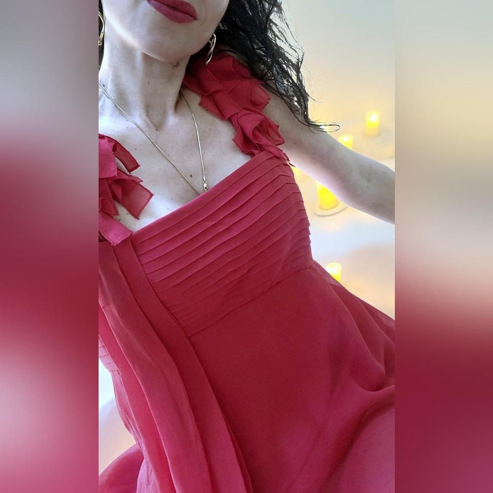 BCBG Maxazria 100% Silk Crimson Red Dress - Picture 8 of 15